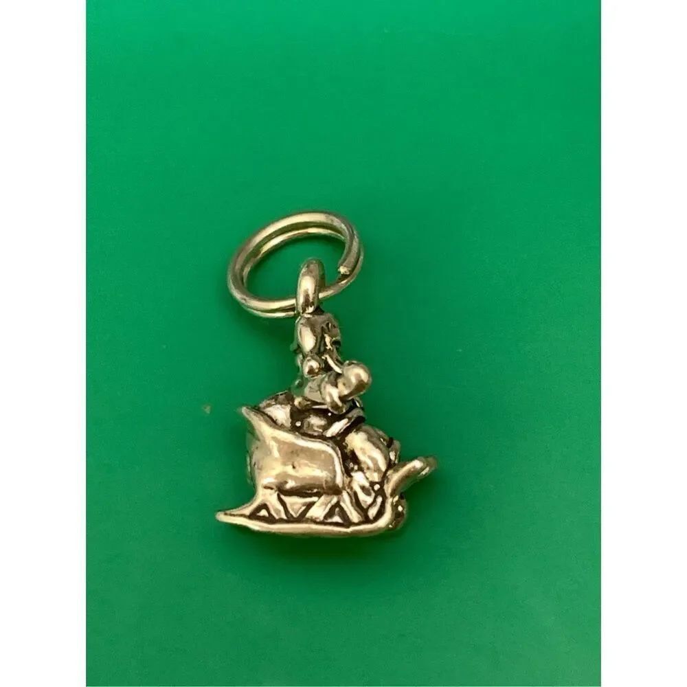.925 Santa on Sled Sterling Silver Jewelry Charm #Christmas #vintage